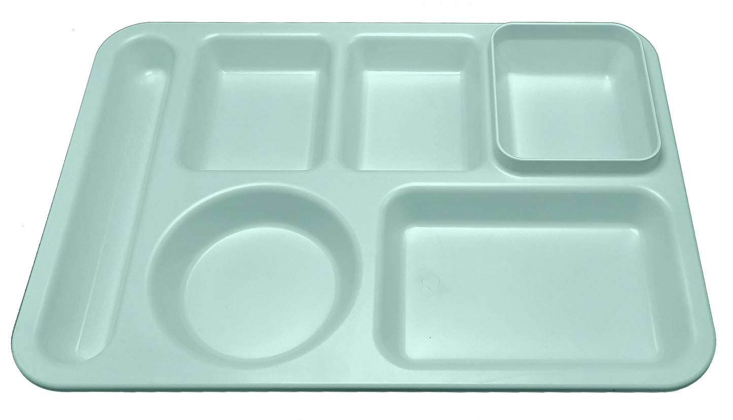 Classic Plastic Divided Plates for Adults, School Lunch Trays for Kids,Fast Food Trays Cafeteria Trays with 6 Compartments