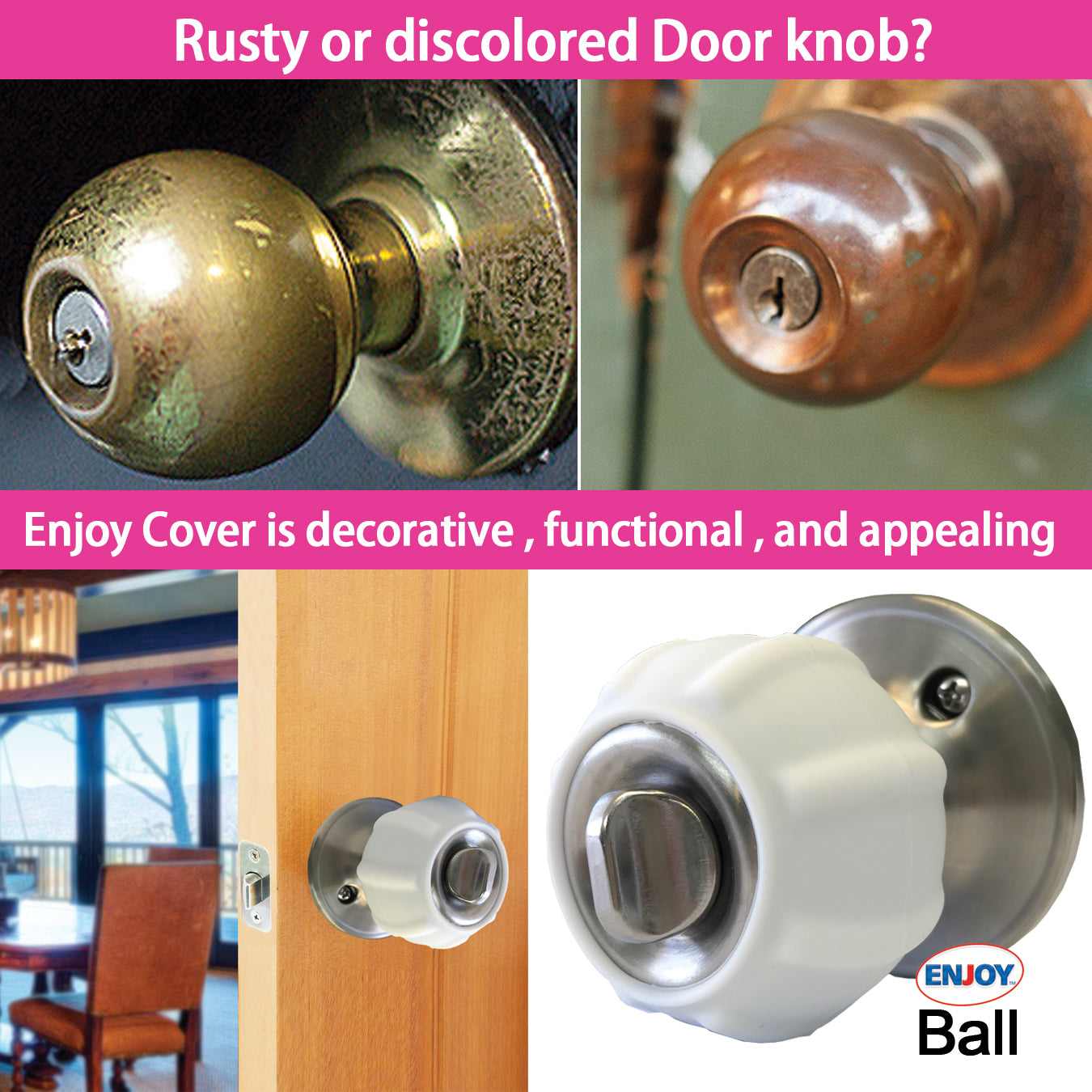 Enjoy Cover 4 Pack | Door Knob Cover Grips Non Slip Arthritis & Senior Living Aids