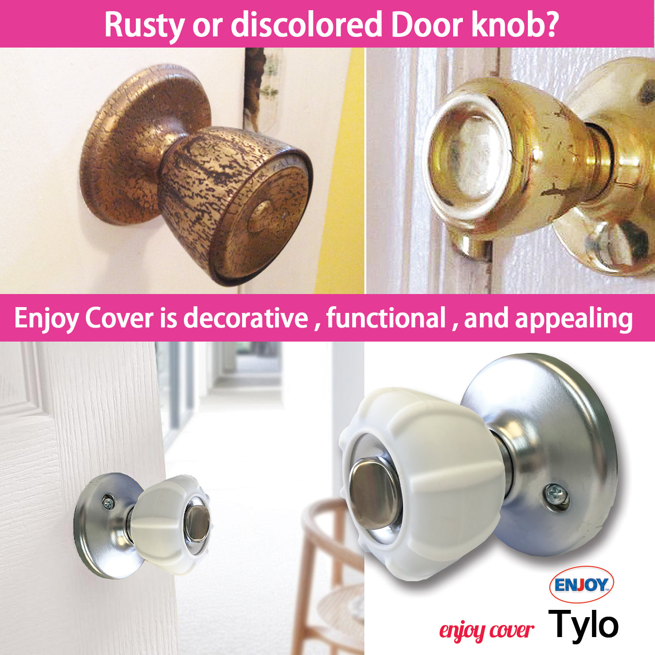 Enjoy Cover 4 Pack | Door Knob Cover Grips Non Slip Arthritis & Senior Living Aids
