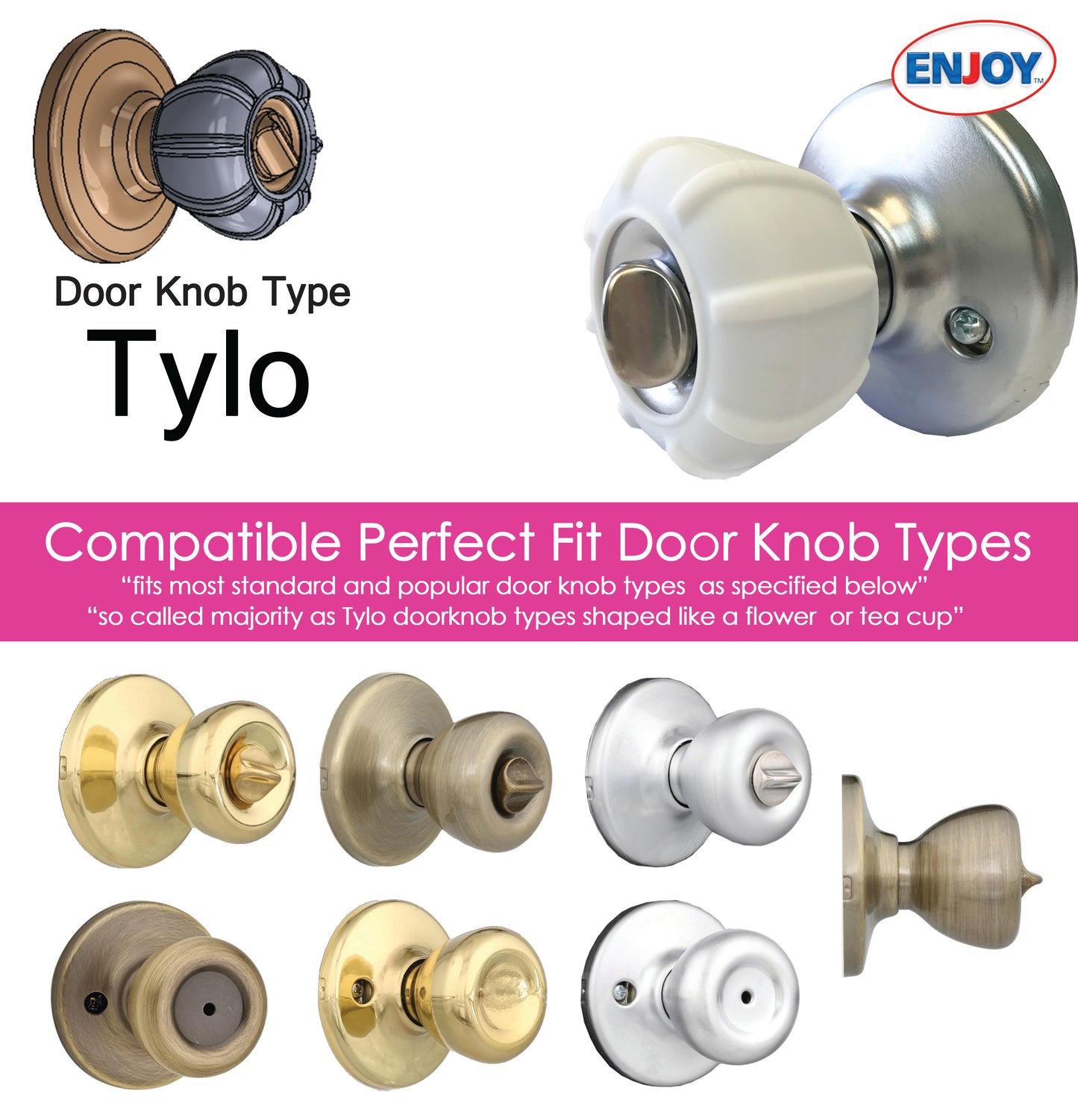 Enjoy Cover 4 Pack | Door Knob Cover Grips Non Slip Arthritis & Senior Living Aids