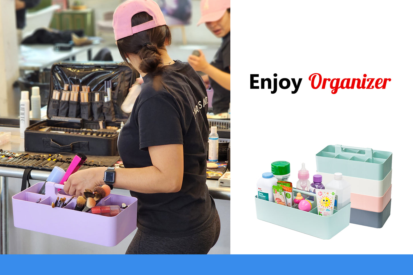 Enjoy Organizer - 6 PACK Portable Caddy Stackable Divided Organizer with Handle 8 Compartment - Made In USA
