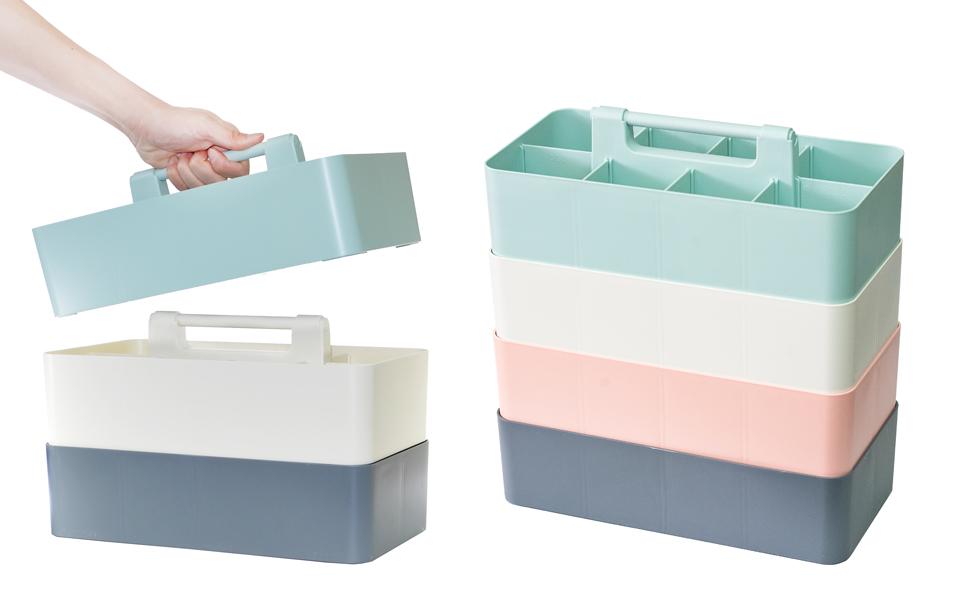 Enjoy Organizer - 6 PACK Portable Caddy Stackable Divided Organizer with Handle 8 Compartment - Made In USA