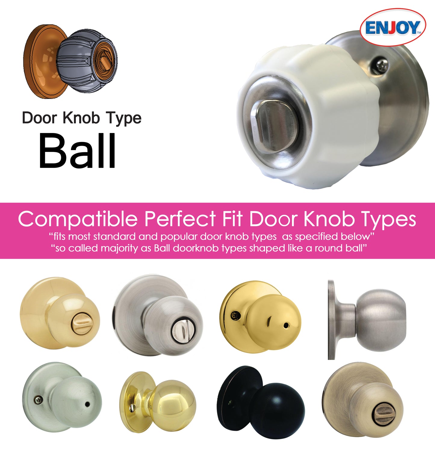 Enjoy Cover 4 Pack | Door Knob Cover Grips Non Slip Arthritis & Senior Living Aids
