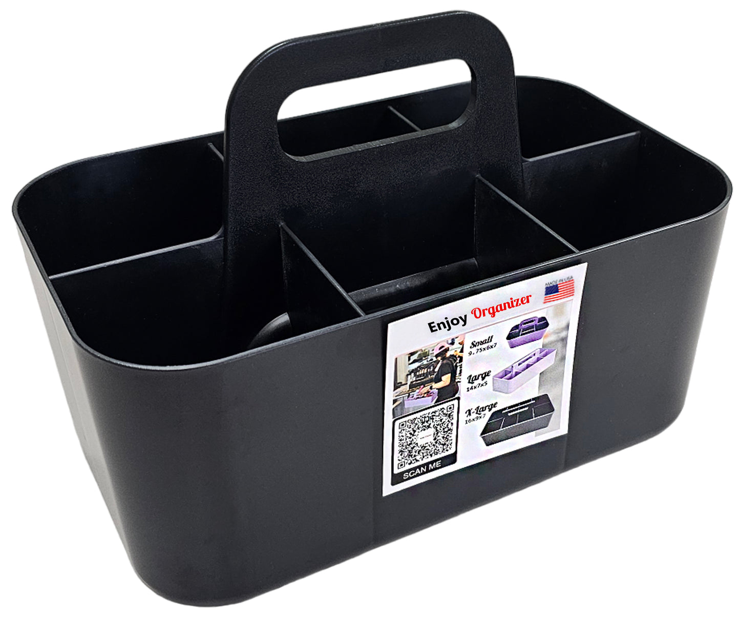 Enjoy Organizer -Small Plastic Portable Stackable Art Caddy Organizer with 6 Compartments Made In USA