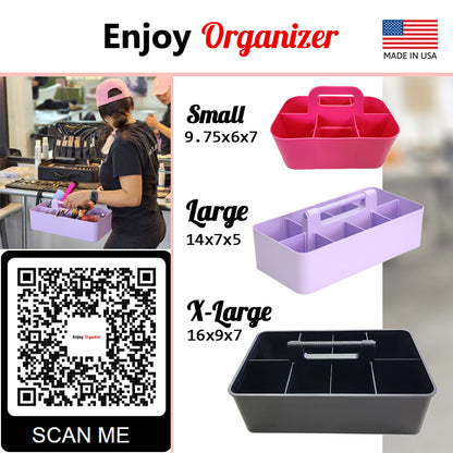 Enjoy Organizer -Small Plastic Portable Stackable Art Caddy Organizer with 6 Compartments Made In USA