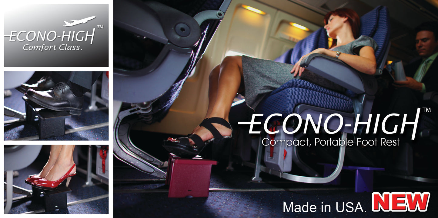 Econo-High Portable Travel Airplane Footrest Made In USA