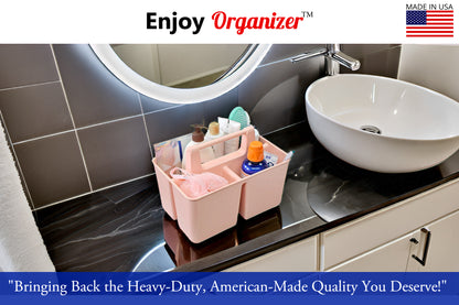 Enjoy Organizer-Shower Caddy Organizer with Handle, 3 Compartments, Portable Storage Bin for Bathroom, Dorm, Gym -Made In USA