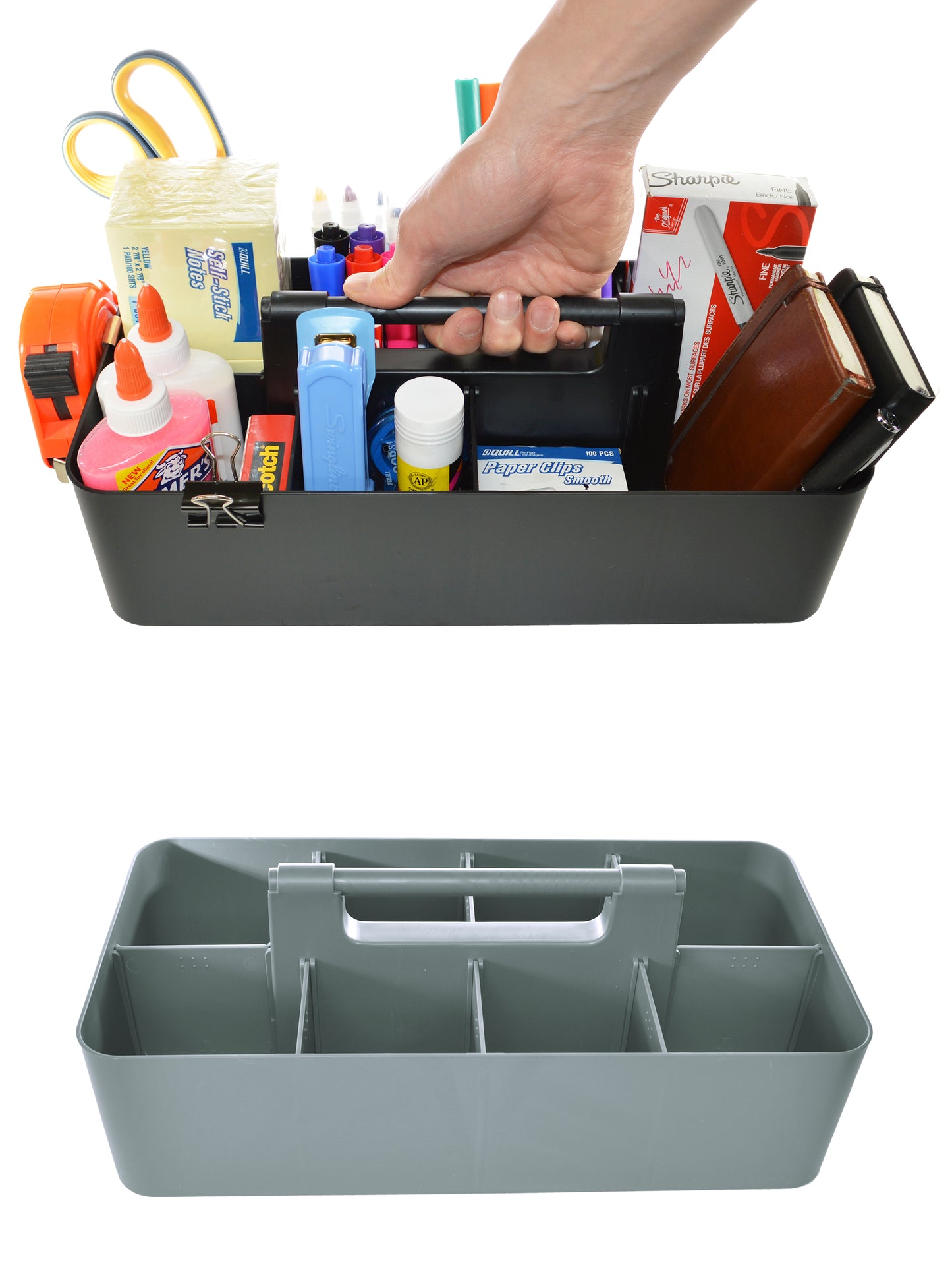 Enjoy Organizer -Portable Caddy Organizer -2 Stackable Plastic Caddy with Handle | Desk, Makeup, Dorm Caddy, Classroom Art Organizers (Made In Usa)