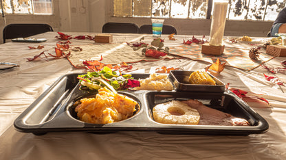 Classic Plastic Divided Plates for Adults, School Lunch Trays for Kids,Fast Food Trays Cafeteria Trays with 6 Compartments