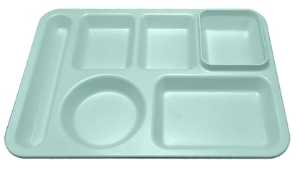 Classic Plastic Divided Plates for Adults, School Lunch Trays for Kids,Fast Food Trays Cafeteria Trays with 6 Compartments