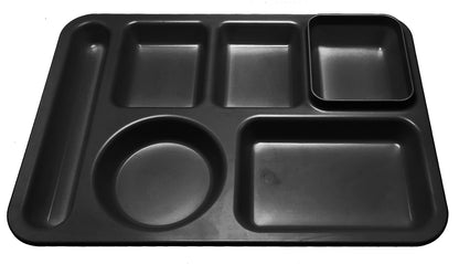 Classic Plastic Divided Plates for Adults, School Lunch Trays for Kids,Fast Food Trays Cafeteria Trays with 6 Compartments