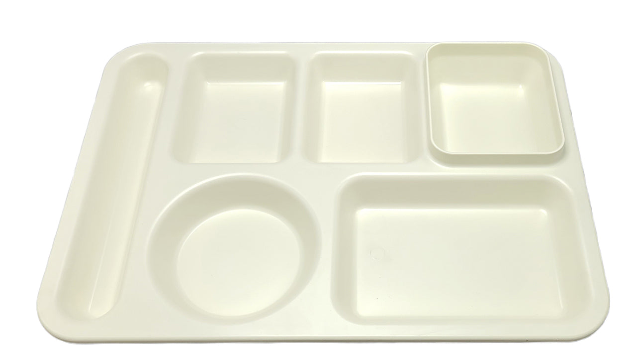 Classic Plastic Divided Plates for Adults, School Lunch Trays for Kids,Fast Food Trays Cafeteria Trays with 6 Compartments
