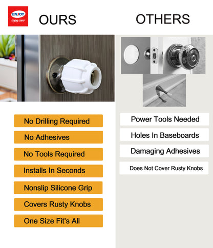 New-“Enjoy Cover - 2 PACK The Ultimate Door Knob Grip & Wall Protector” All In One. Door Stopper
