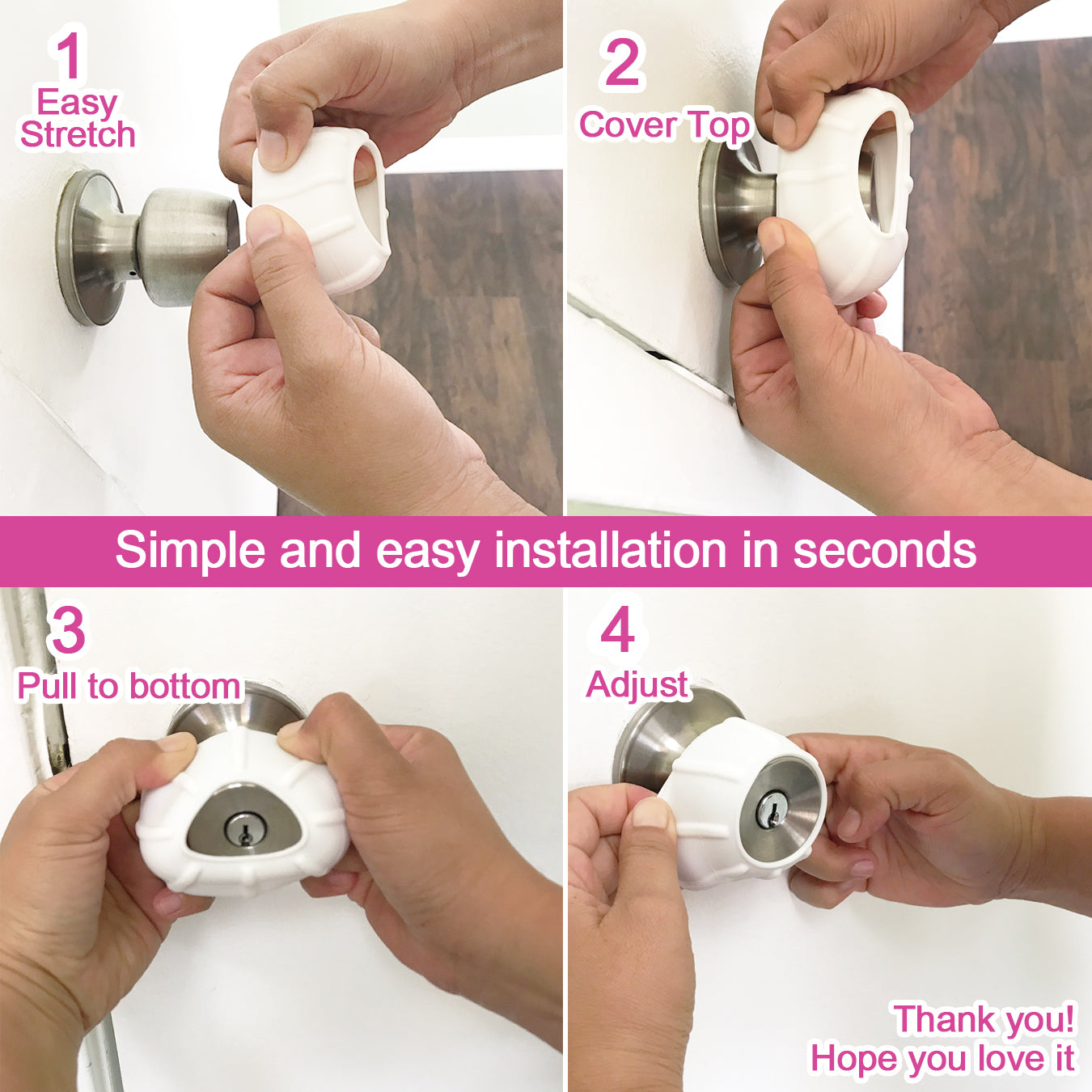 ENJOY COVER 4 Pack Silicone Door knob Grips Maximum Grip Nonslip Arthritis & Senior Living Aids Grippy Easy Open Fits All Universal