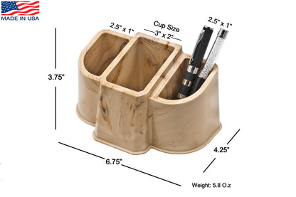 Enjoy Organizer 3 Compartment Home & Office Plastic Pencil Holder 1 PC -Made In USA