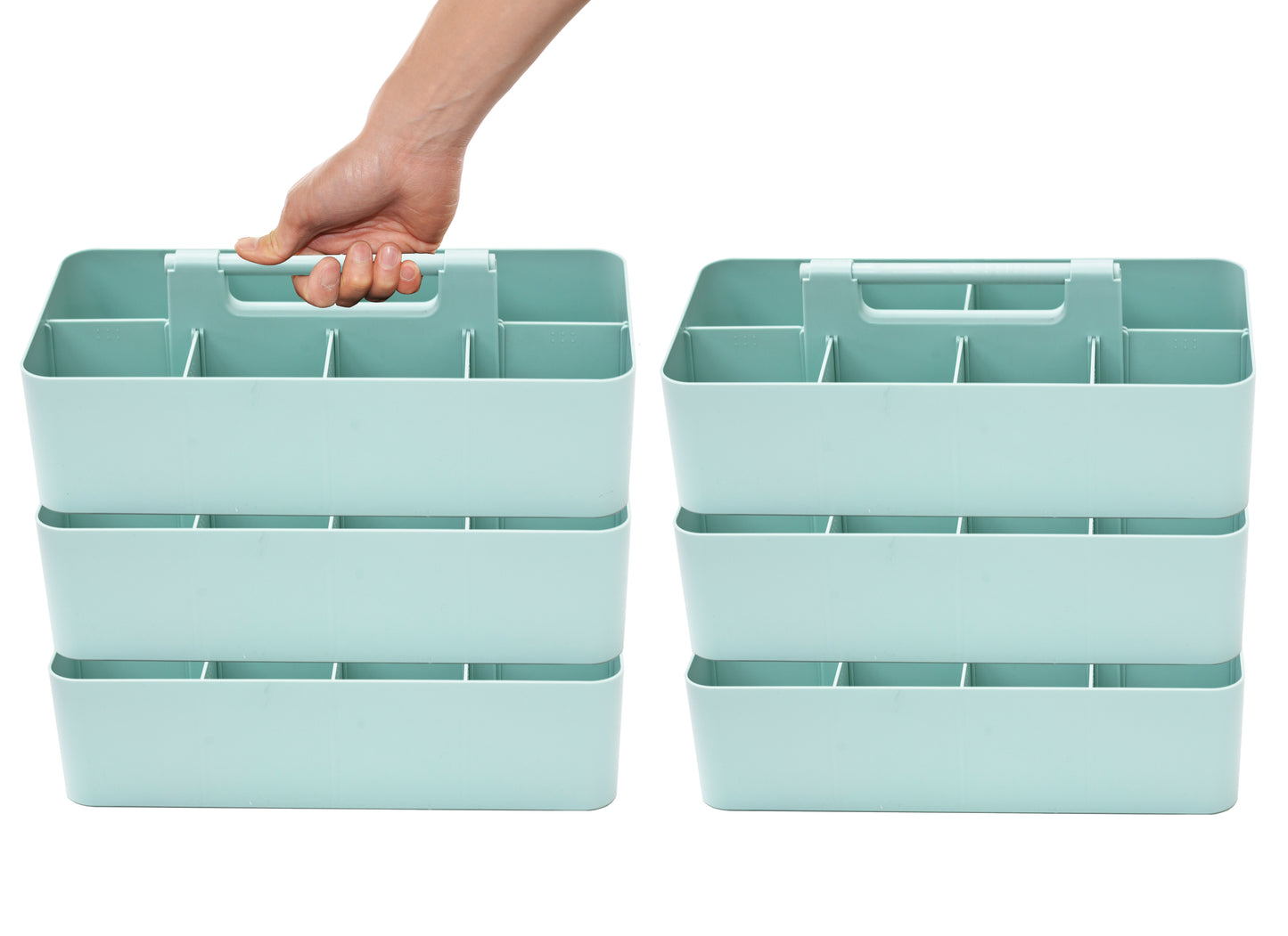 Enjoy Organizer - 6 PACK Portable Caddy Stackable Divided Organizer with Handle 8 Compartment - Made In USA