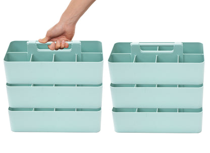 Enjoy Organizer - 6 PACK Portable Caddy Stackable Divided Organizer with Handle 8 Compartment - Made In USA